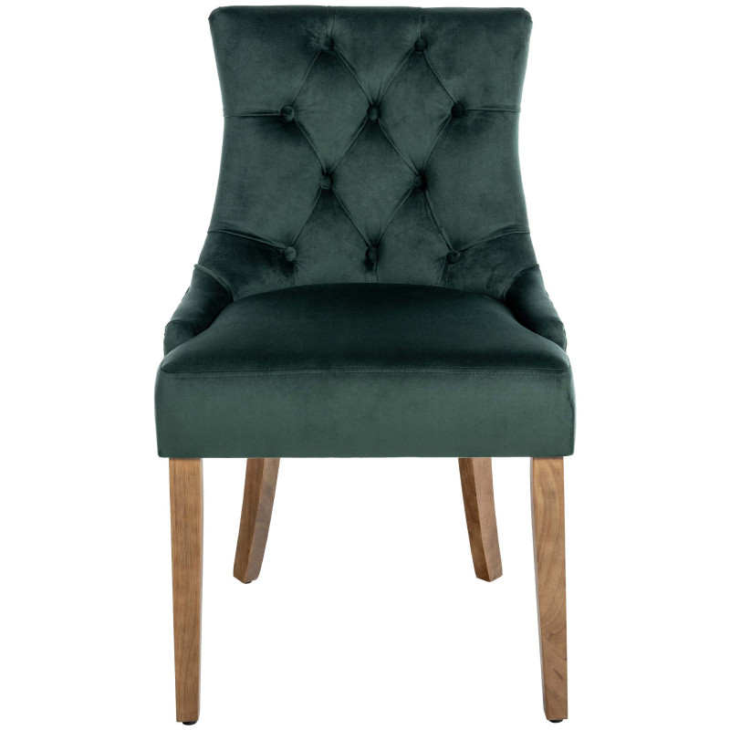 Chaise de salle à manger Aberdeen, velours, vert clair antique, vert foncé