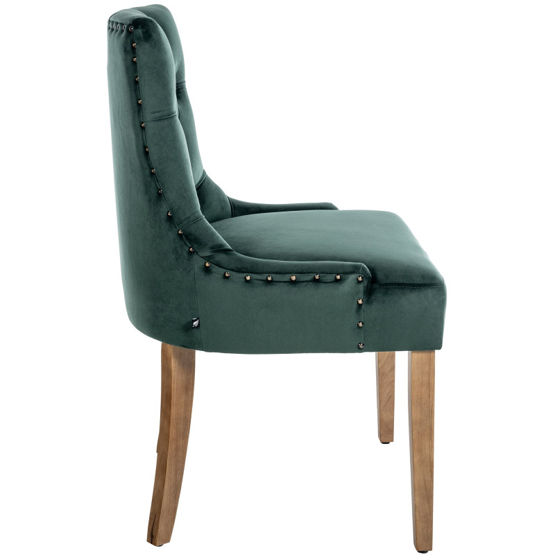 Chaise de salle à manger Aberdeen en velours antique vert clair foncé
