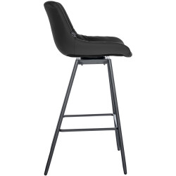 Tabouret de bar pivotant Weston en similicuir noir