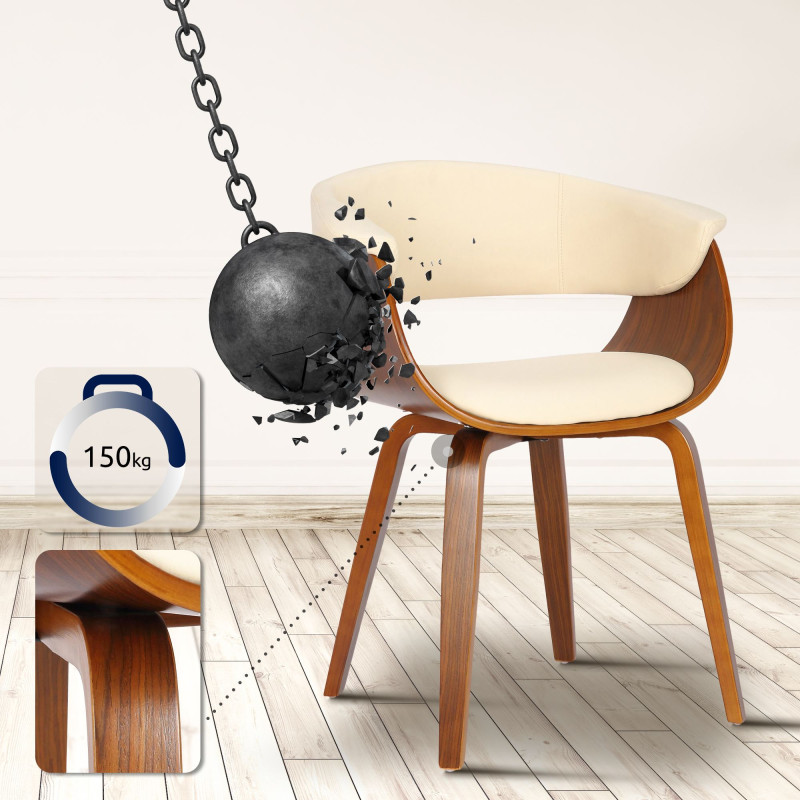 Chaise Bruce, simili cuir, noyer crème