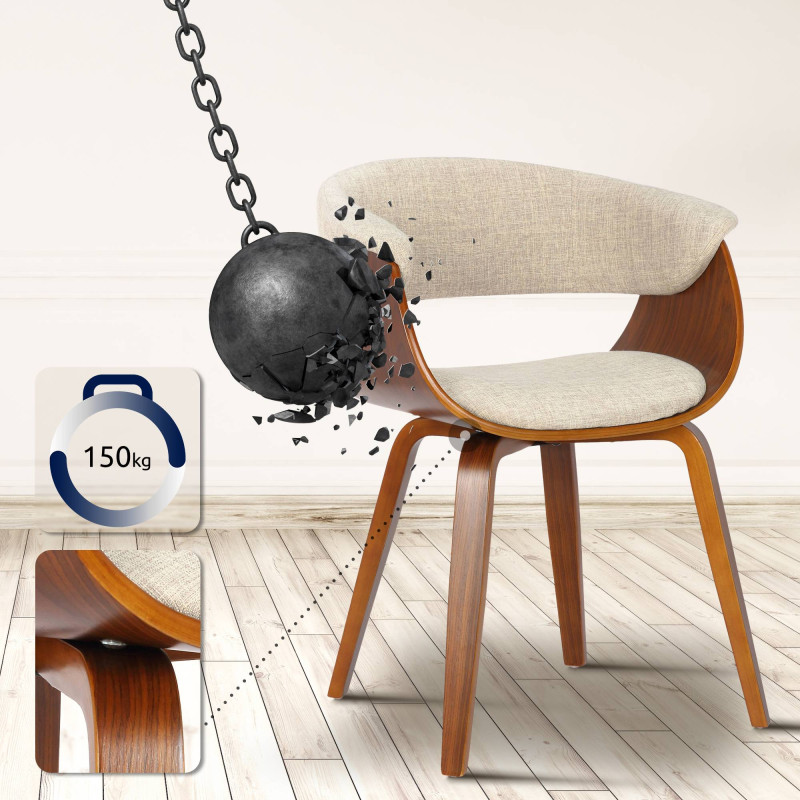 Chaise Bruce en tissu noyer crème