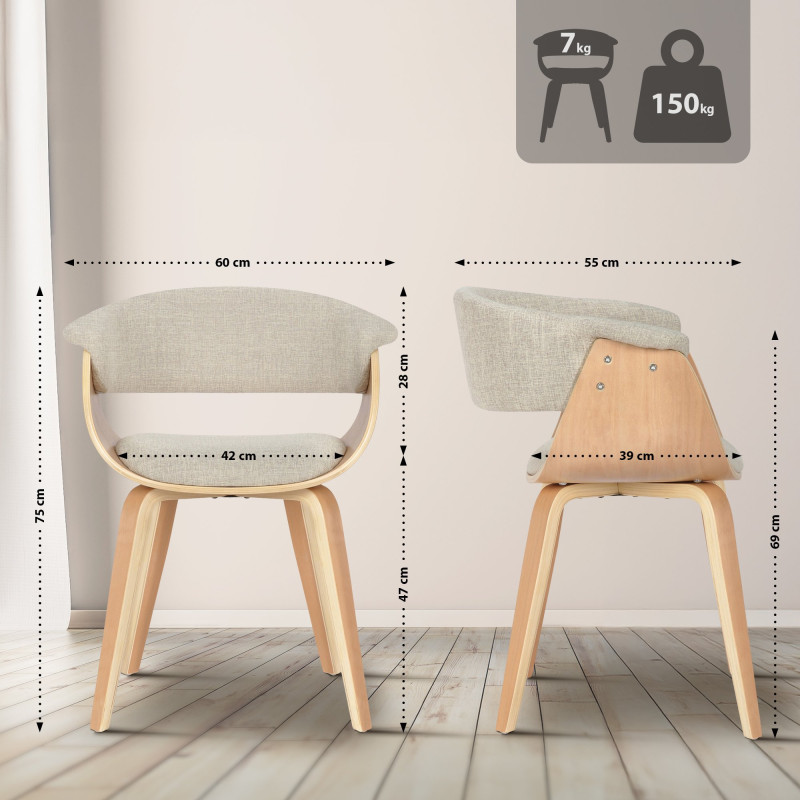 Fauteuil Bruce, tissu crème naturel