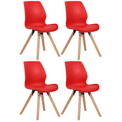 Ensemble de 4 chaises Luna, en plastique, rouges