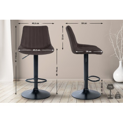 Tabouret de bar Toni en tissu taupe