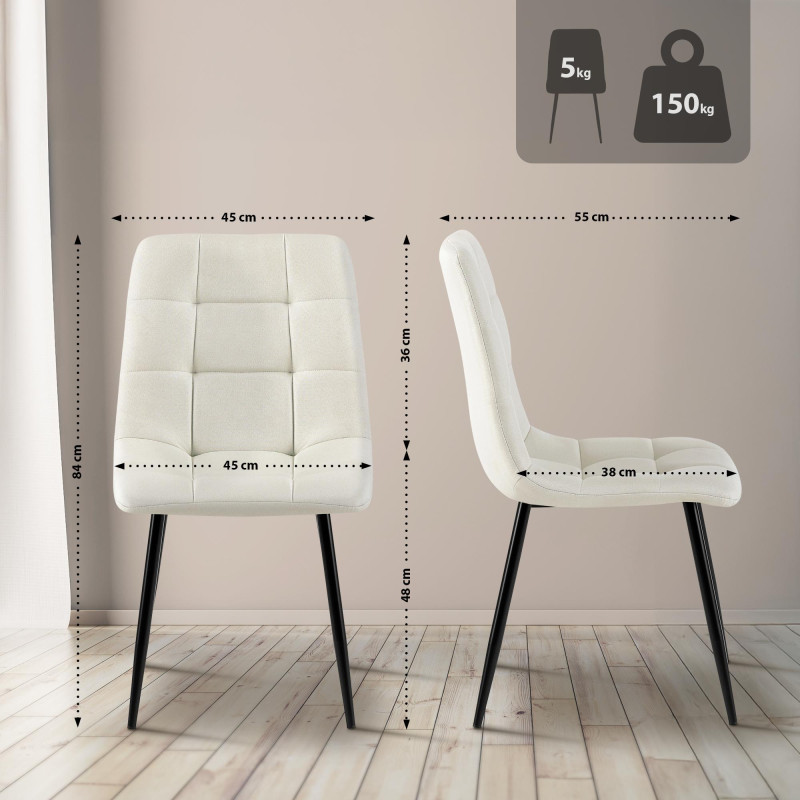 Chaise de salle à manger Antibes tissu crème