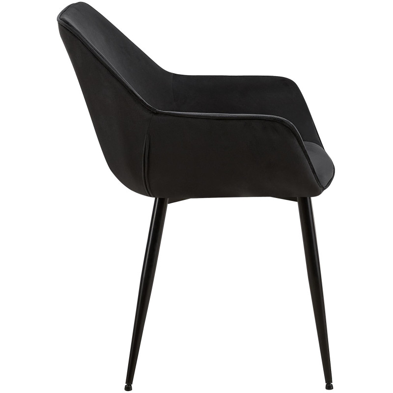 Chaise de salle à manger Vessa en velours noir