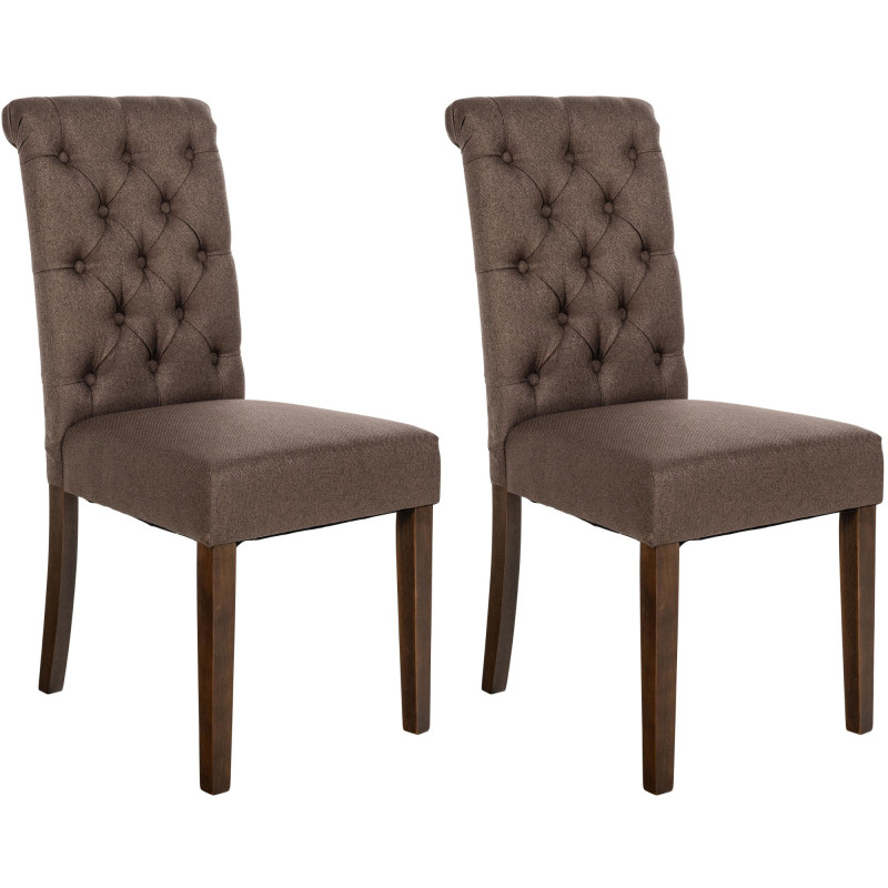 Lot de 2 chaises de salle à manger en tissu Lisburn marron