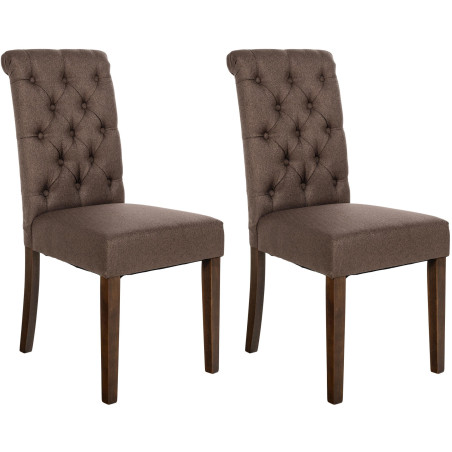 Lot de 2 chaises de salle à manger en tissu Lisburn marron
