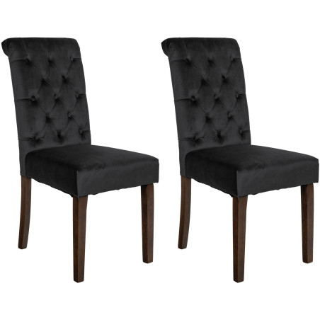 Lot de 2 chaises de salle à manger Lisburn en velours noir