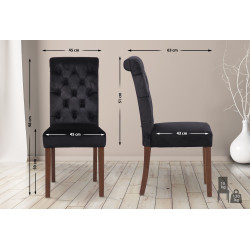 Lot de 2 chaises de salle à manger Lisburn en velours noir