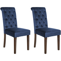 Ensemble de 2 chaises de salle à manger Lisburn en velours bleu