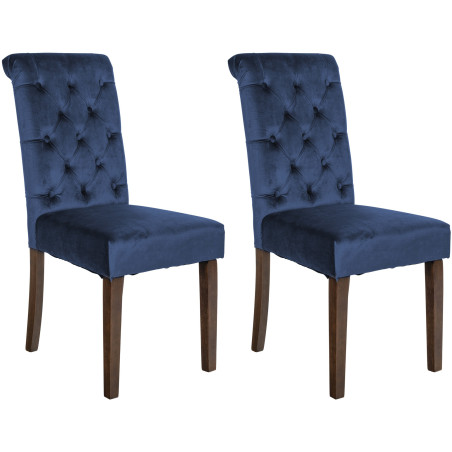 Ensemble de 2 chaises de salle à manger Lisburn en velours bleu