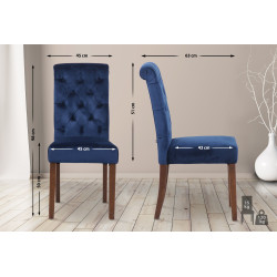 Ensemble de 2 chaises de salle à manger Lisburn en velours bleu