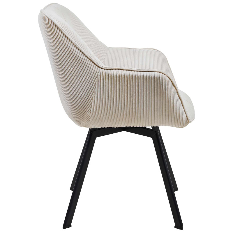 Chaise de salle à manger Jordi Cord, crème