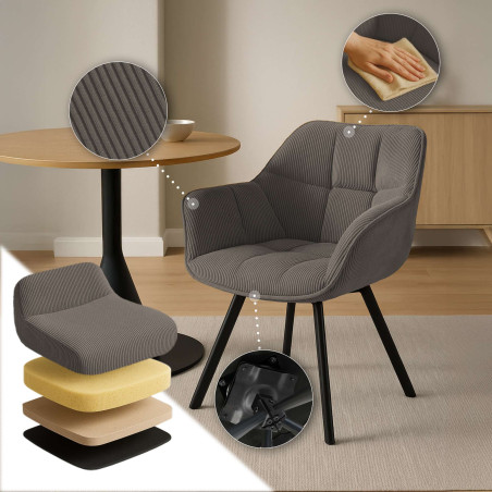 Chaise de salle à manger Jordi Cord marron