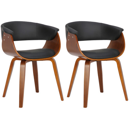 Lot de 2 chaises Bruce, simili cuir, noyer noir