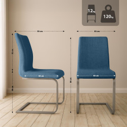Ensemble de 2 chaises de salle à manger Belfort, tissu bleu