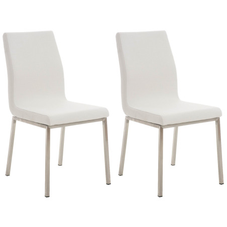 Lot de 2 chaises de salle à manger Colmar en tissu blanc