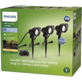 Pack de 3 spots extérieurs PHILIPS GardenLink, 24W, 2700K, IP44