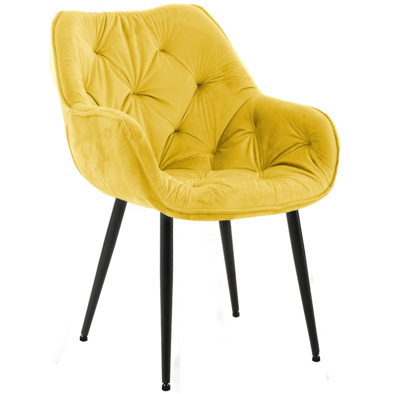 Fauteuil Tanna, velours, jaune