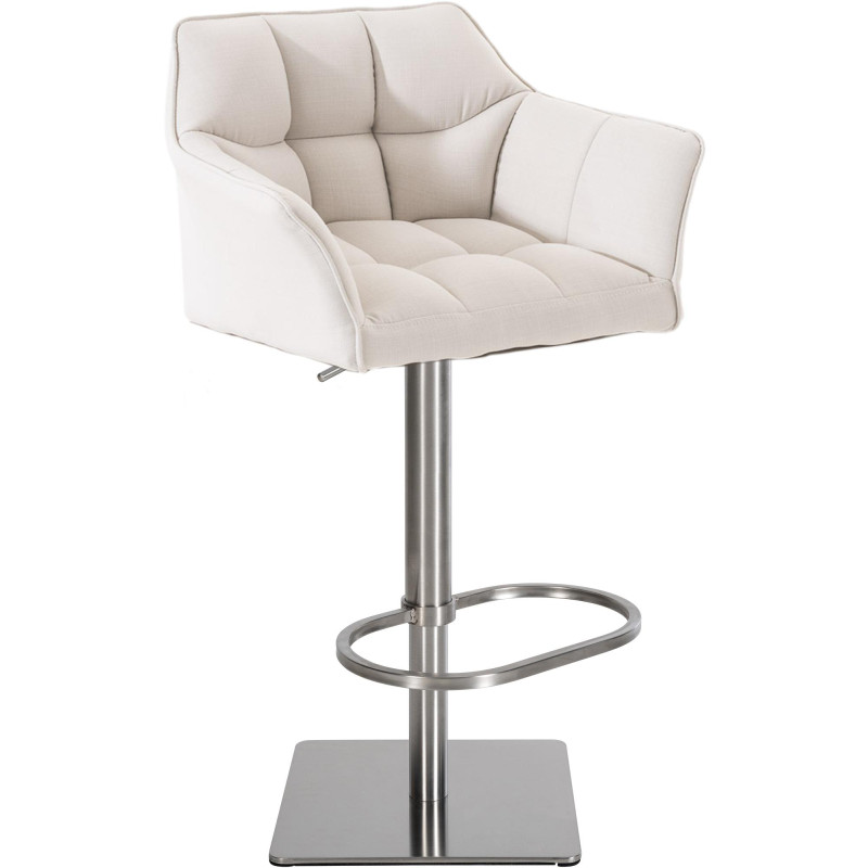 Tabouret de bar en tissu Damaso E blanc
