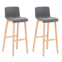 Lot de 2 tabourets de bar Hoover tissu Natura gris clair
