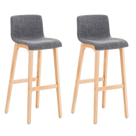 Lot de 2 tabourets de bar Hoover tissu Natura gris clair
