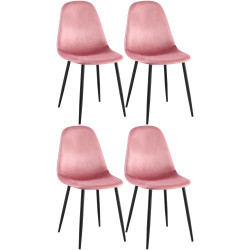 Ensemble de 4 chaises de salle à manger en velours rose Napier