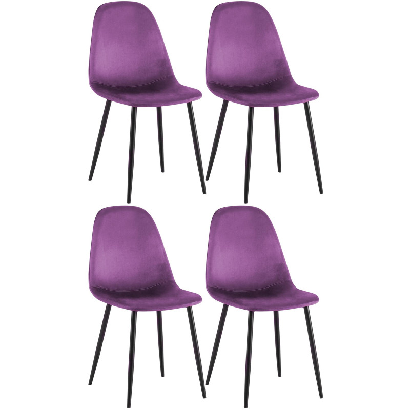 Ensemble de 4 chaises de salle à manger en velours Napier violet