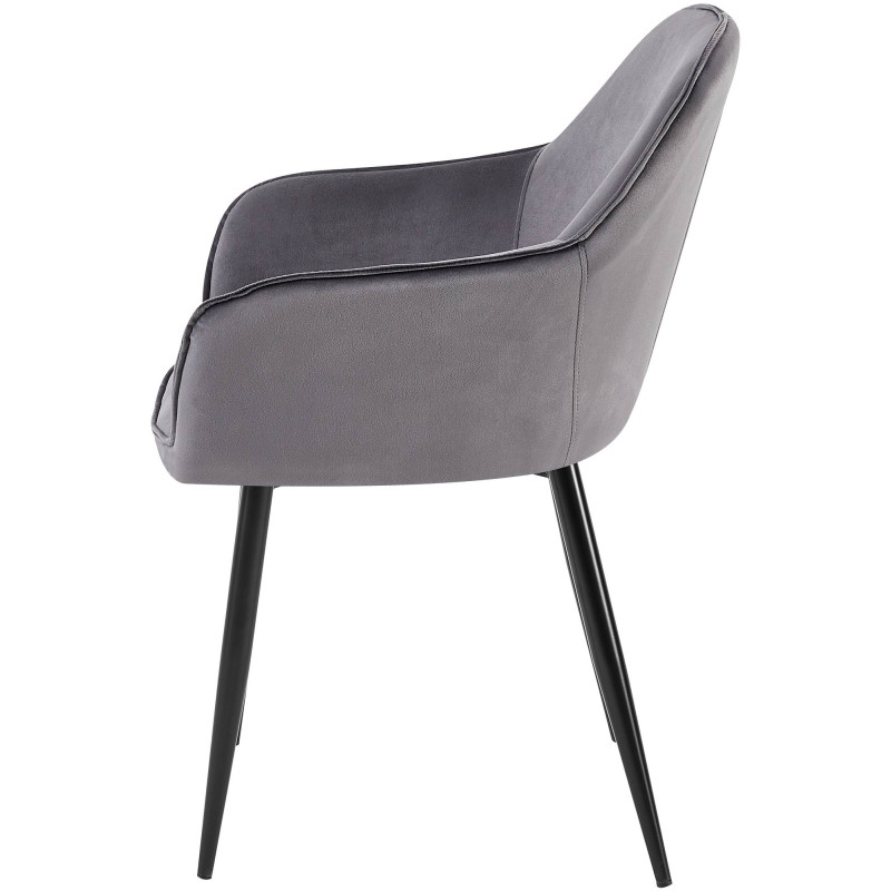 Chaise de salle à manger Boise en velours gris foncé