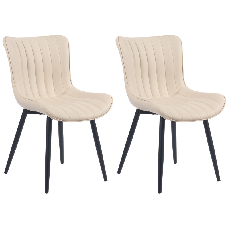 Lot de 2 chaises Largo simili cuir crème