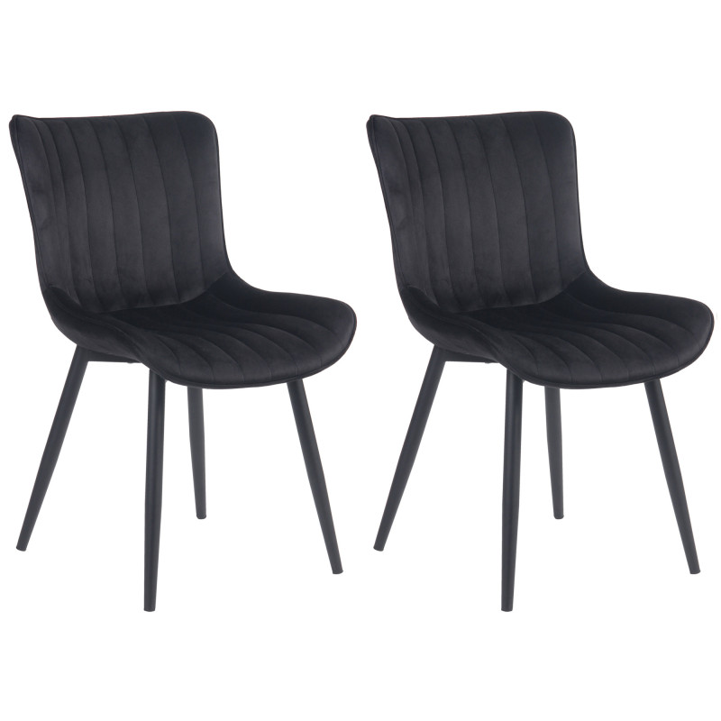 Lot de 2 chaises Largo, velours noir