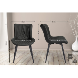 Ensemble de 2 chaises Brady, similicuir, noires