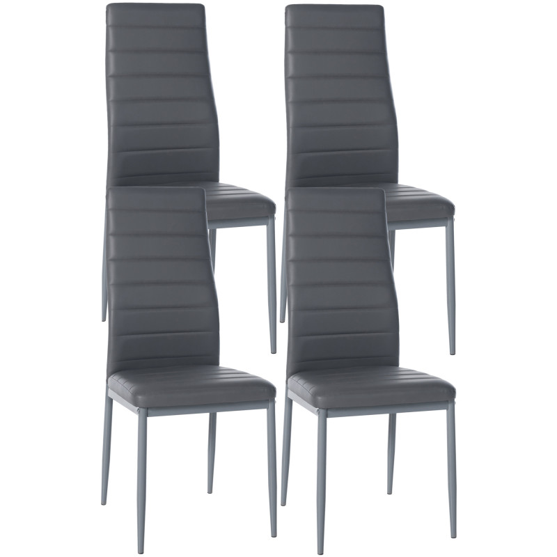 Lot de 4 chaises de salle à manger Mayfair, similicuir gris