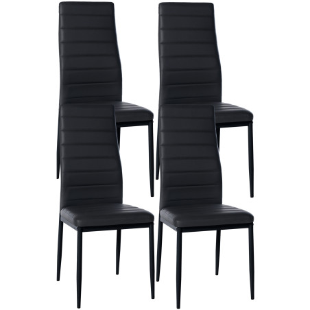 Lot de 4 chaises de salle à manger Mayfair, similicuir noir