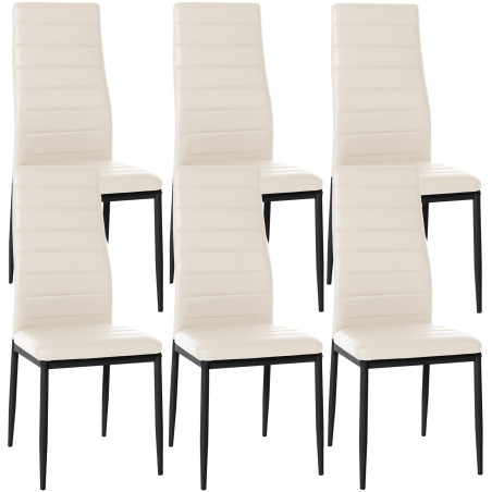 Ensemble de 6 chaises de salle à manger Mayfair, similicuir, couleur crème