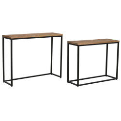 Console Home ESPRIT Marron Noir 96 x 30 x 77 cm (2 Pièces)