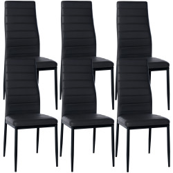 Lot de 6 chaises de salle à manger Mayfair, similicuir noir