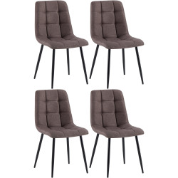 Lot de 4 chaises de salle à manger en tissu Antibes marron