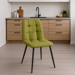 Lot de 4 chaises de salle à manger en tissu Antibes vert