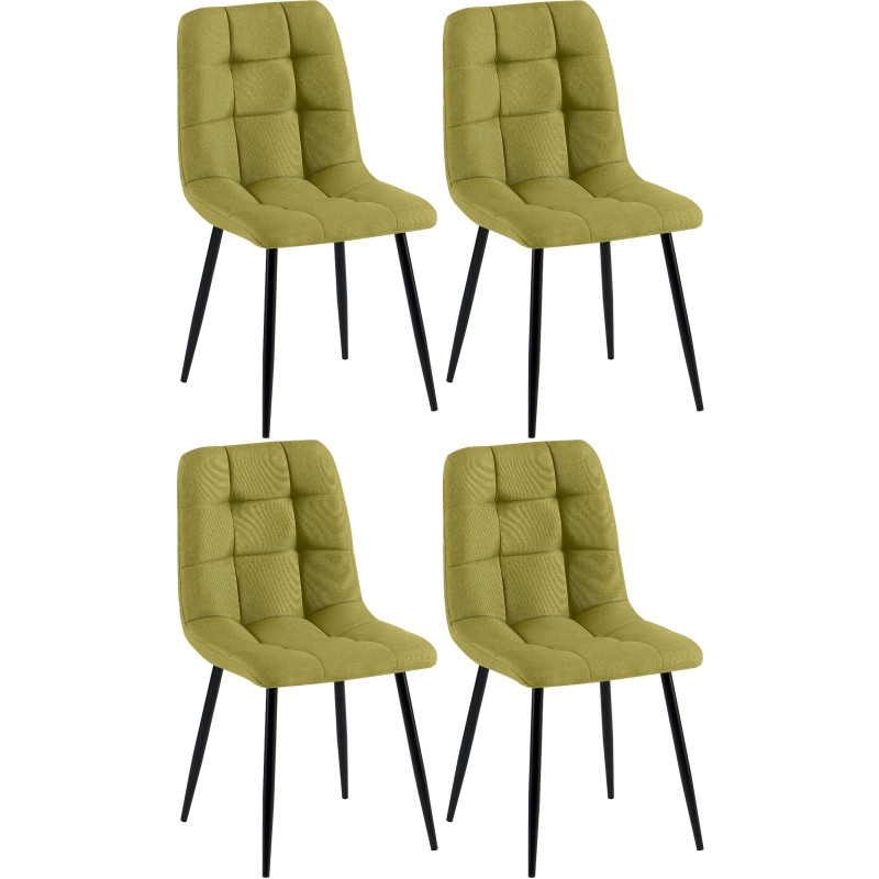Lot de 4 chaises de salle à manger en tissu Antibes vert
