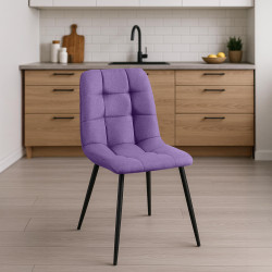 Lot de 4 chaises de salle à manger en tissu Antibes violet