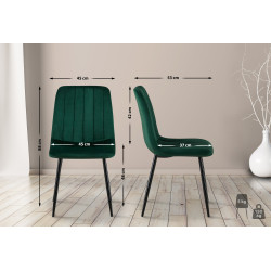 Lot de 4 chaises Dijon en tissu vert foncé