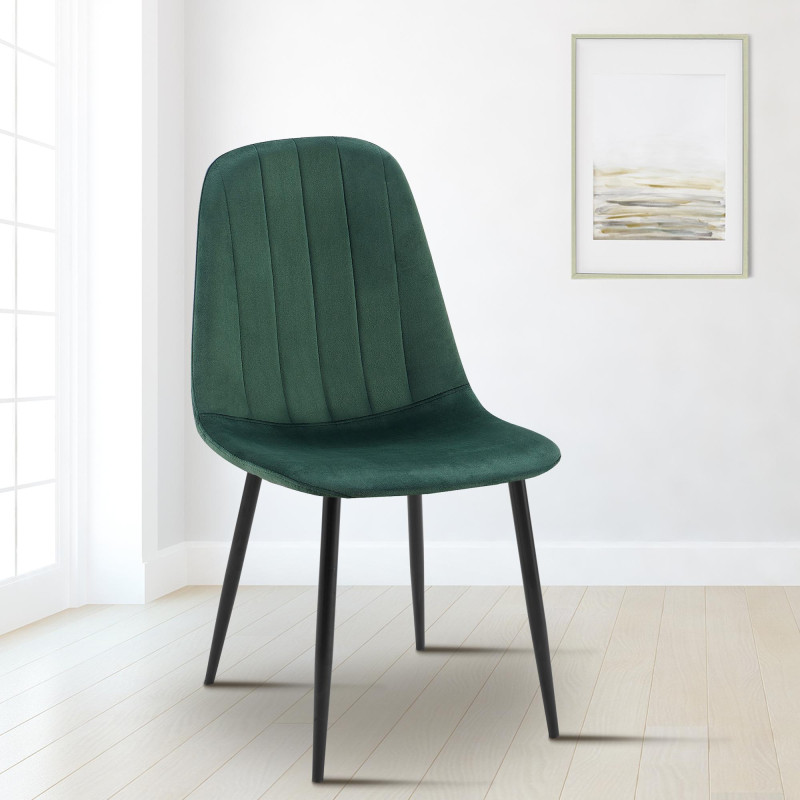 Chaise de salle à manger Baxter en velours vert