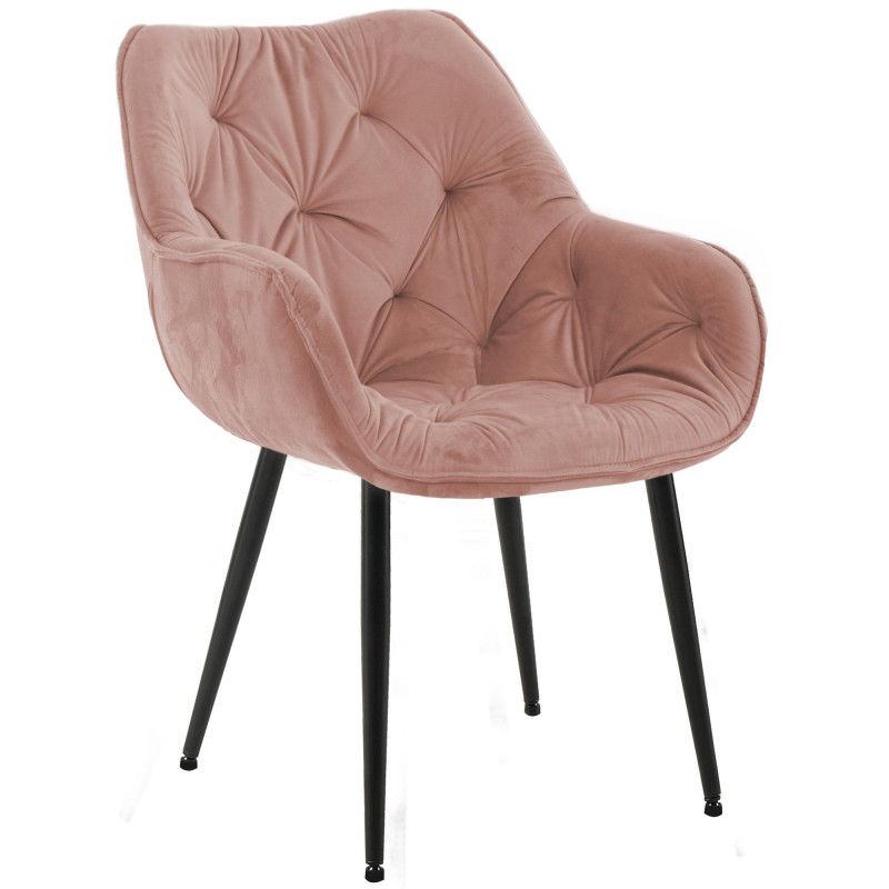 Chaise Tanna en velours rose