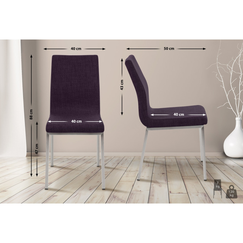 Chaise de salle à manger Colmar TISSU violet