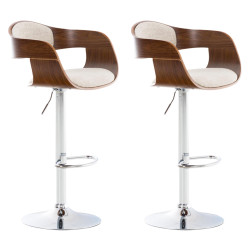 Sgabelli da bar Kingston C in tessuto color noce/crema, set da 2