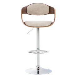 Lot de 2 tabourets de bar Kingston C en tissu noyer/crème