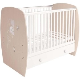 POLINI KIDS AMIS ZEN  Lit NEVA 120*60 avec tiroir blanc/naturel