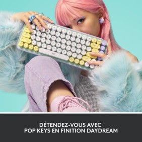 Clavier - Sans fil - Logitech - Pop Keys - Mécanique - Touche Emoji - Menthe